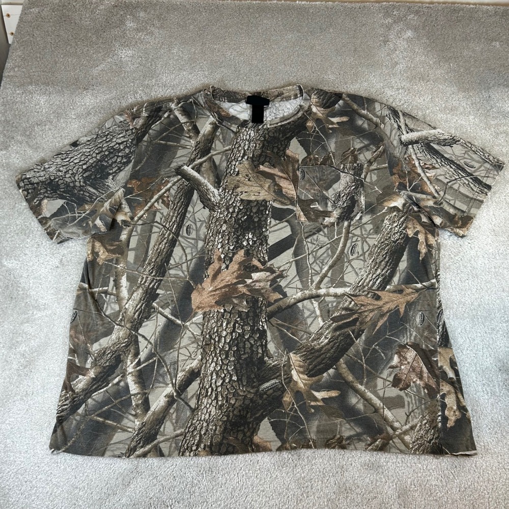 VTG Winchester Pocket T-Shirt Mens XL Brown Realtree Hardwoods Camo Short Sleeve